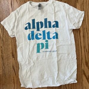 Alpha Delta Pi White T‑Shirt with Blue & Teal Print